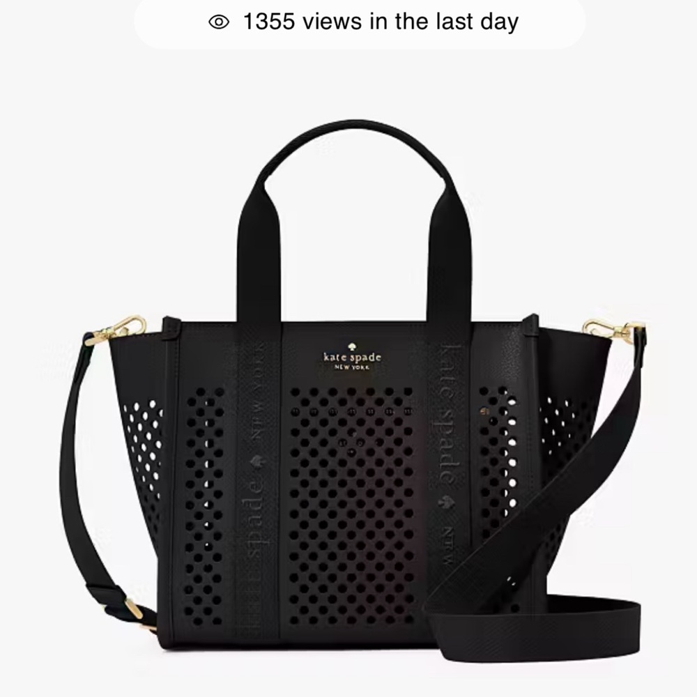 Kate Spade Black Perforated Leather Tote